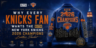 NBA Champions Kith For The New York Knicks 2026 Blue Leather Jacket